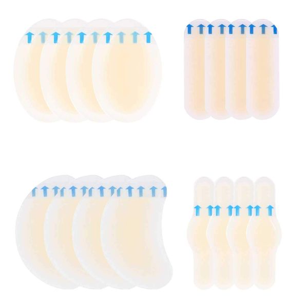 16Pcs Invisible Blister Plasters Bandages Hydrocolloid Gel Dressing Blister Cushion Pads Gel Blister Guard Blister Prevention Patches Waterproof Blister Protector Hydro Seal Band Aid for Heel Foot Toe