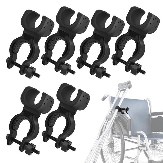 Tophoniex 4 Pack Walking Stick Holders Universal Crutches Stick Bracket Accessories Cane Holder for Drive Rollator Walker Wheelchair, Black