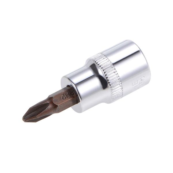 sourcing map 3/8" Drive x PH2 Phillips Bit Socket, S2 Steel Bits, CR-V Sockets 48mm Length (for Hand Use Only)