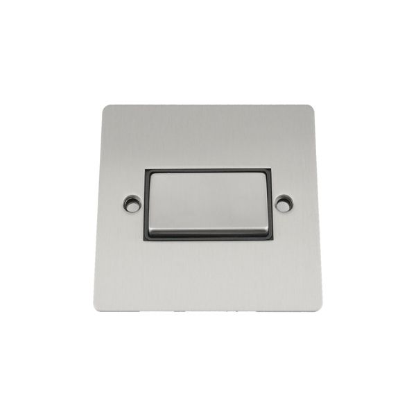 Fan Isolator 3 Pole Switch - Satin Matt Chrome Flat - Black Insert Metal Rocker Switch