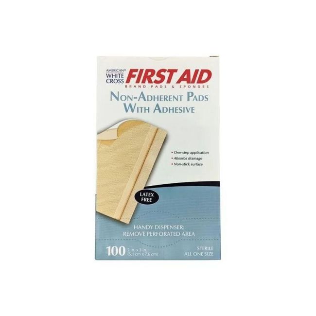 2" X 3" Beige Non-Adherent Sterile with Adhesive Strips 100 Pads MS-40625