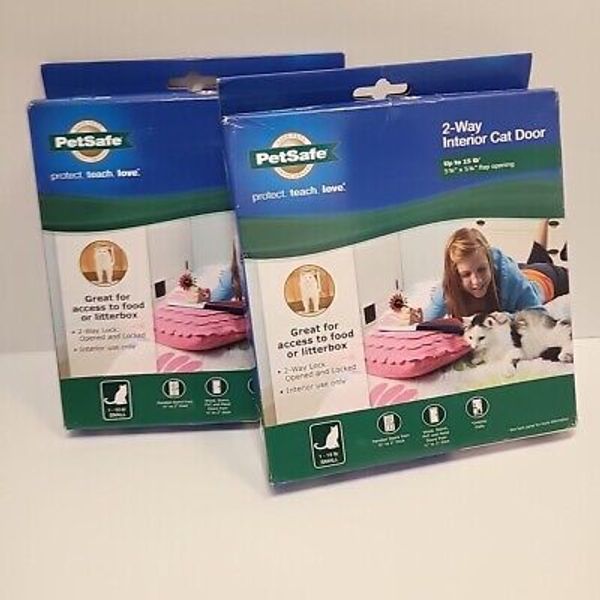 2x PetSafe Interior 2-Way Locking Cat Door Pet Door 2 Pack