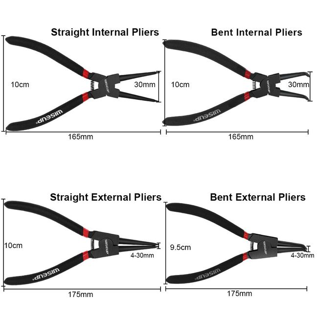 4PCS 7-inch Internal/External Snap Ring Pliers Set Heavy Duty Circlip  Pliers Kit