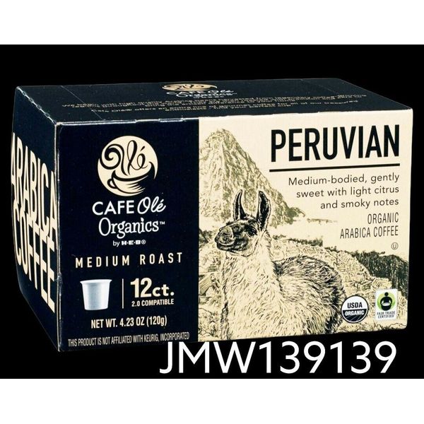 Cafe Ole Peruvian medium roast Organic K Cups Coffee 12 Ct box *FRESH*