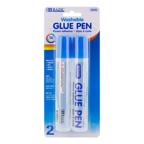 BAZIC Washable Glue Pen 1.7 Oz. (50 mL), Liquid Clear Glues Bond Adhesive for Art Crafts Project at School Home Office (2/Pack), 1-Pack