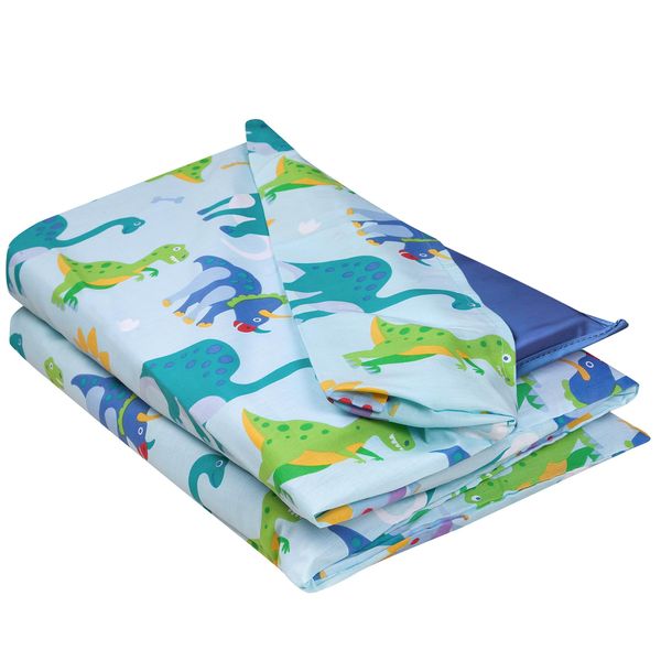 Wildkin Kids Nap Mat Cover for Boys & Girls, Sewn-in Flap Design Rest Mat Cover, Perfect for Preschool and Daycare, Fits Our Vinyl Nap Mat up to 1.5 Inches Including Basic Sleep Mat (Dinosaur Land)