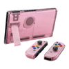 Custom DIY Replacement Case Shell for eXtremeRate Switch, Clear Material Switch Console Backplate, Joycon Holder Handle Controller Housing for NS, Full Button Set (Cherry Pink)