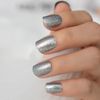 Silver Glitter Short Square Press On Nails - Glue On False Set - 24 pieces Kit