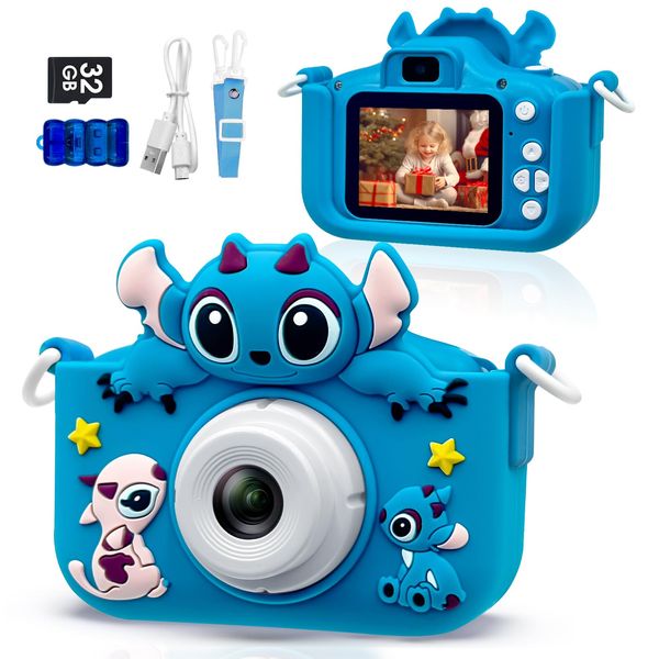 Kids Camera Toddler Digital Camera Little Girls Toy Camera for 3 4 5 7+ Years Old Boys Christmas Birthday Gifts for Kids Digital Camera 40MP Dual Lens 1080P HD Video Selfie Camera with 32GB SD Card