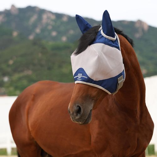 Harrison Howard Half Face Horse Fly Mask UV Protection and Breathable for Equine Use Comfortable Navy M