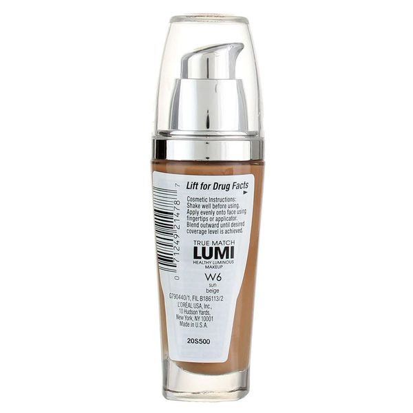 L'Oreal True Match Lumi Healthy Luminous Makeup, Sun Beige [W6], 1 oz (Pack of 2)