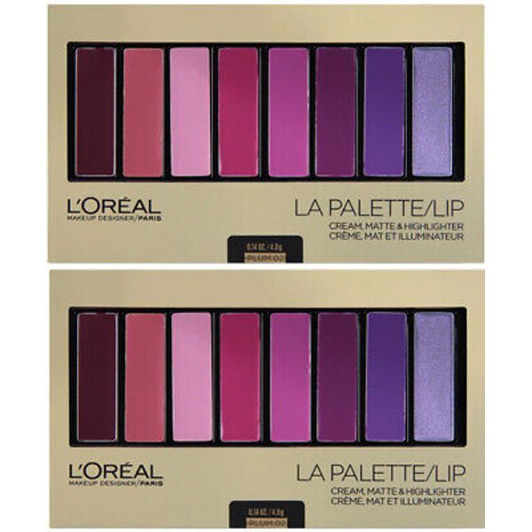 2 Pack: NEW L'Oréal Paris Colour Riche La Palette Lip 8 Shades 02 Plum (Sealed)