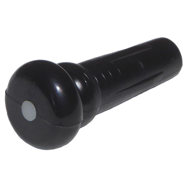 Acoustic guitar end pin black with white dot.