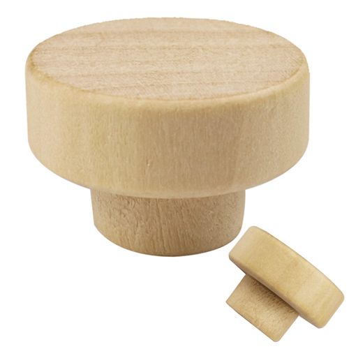 Cangder 16 Pack Wood Cabinet Knobs 1.53" Flat Top Round Dresser Drawer Knobs Unfinished Furniture Pull Handles Cupboard Door Hardware (Diameter 39mm)