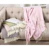 SARO LIFESTYLE Herringbone Pattern Tassel Fringe Hem Lightweight Throw Blanket
