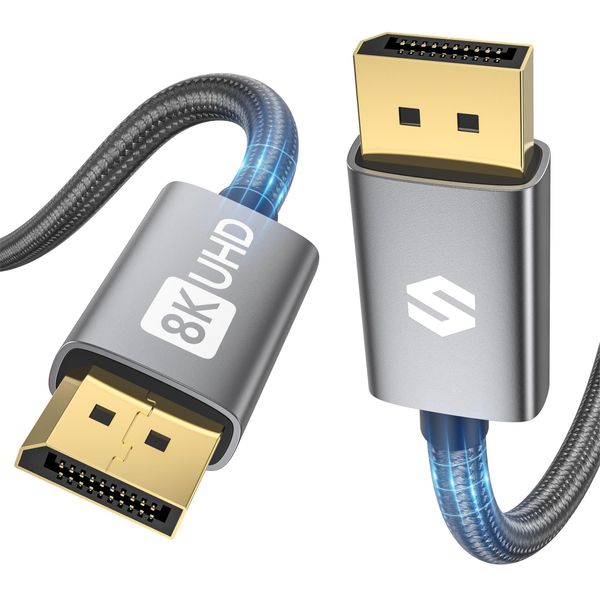 Silkland 8K Displayport Kabel 1.4 2M [VESA-Zertifiziert], 4K@144Hz, 2K@240Hz/165Hz/144Hz, 8K@60Hz, HBR3 32.4Gbps, HDR, DSC 1.2, HDCP 2.2, G-Sync&FreeSync, DP 1.4 Kabel für Gaming-Monitor, Grafikkarte