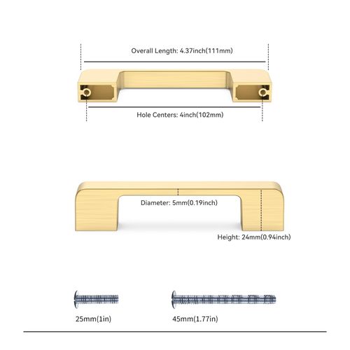 Lepatape 10 Pack 4 Inch Brushed Gold Cabinet Pulls Brass Cabinet Handles, Gold Dresser Drawer Pulls Kitchen Cabinet Hardware