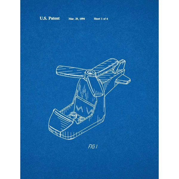 Building Block Toy Helicopter Patent Print Blueprint (5" x 7") M11755