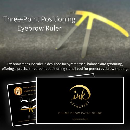 Professional 9-piece eyebrow mapping kit for microblading, includes golden ratio caliper, double scale vernier caliper, and 5 brow razors.