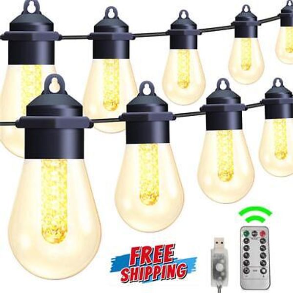 48FT Outdoor Solar String Lights Patio Tent Gazebo Camping Wedding Party Bulbs