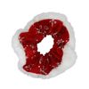 Christmas Red Velvet Feel Snowflake Scrunchie With Fluffy White Trim.