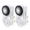 EXTRASTAR 24 Hour Mechanical Segment Timer Switch, [2 Pack] Energy Saving UK Mains Wall Plug in Socket with Programmable Time Controller - White