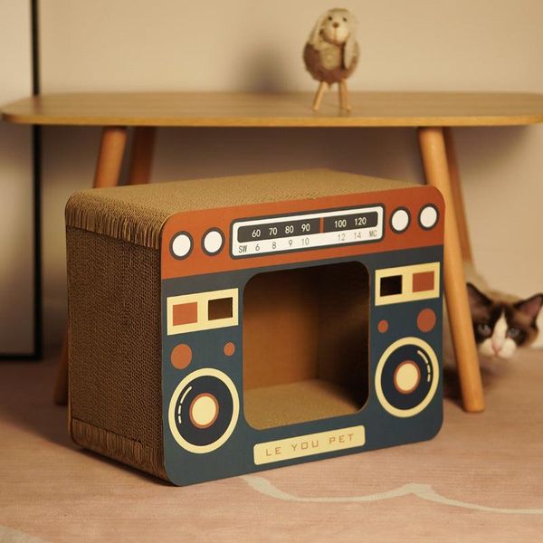 The Ultimate Cat Entertainment Center: Radio Cat Scratcher With Integrated Cat Litter - 4Style