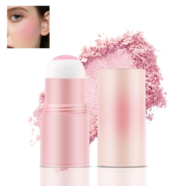 Boobeen Blush Stick, Blush Tint Cheek Blusher leggero e sfumabile, Blush Makeup Stick con applicatore a cuscino, bacchetta di bellezza per fard cremoso e liscio, crea una finitura opaca naturale