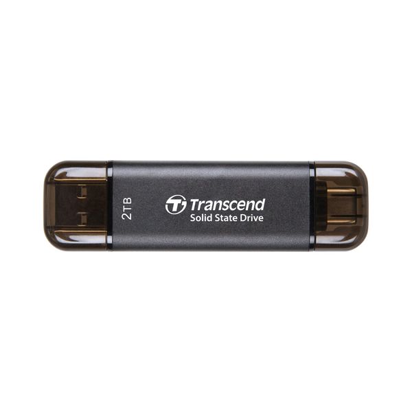 Transcend TS2TESD310C Portable SSD, 2 TB, High Speed, Up to 1050 MB/s, Ultra Small, Lightweight 0.4 oz (11 g), Supports both Type-A and Type-C PS4/PS5, Operating Verified, USB 10Gbps