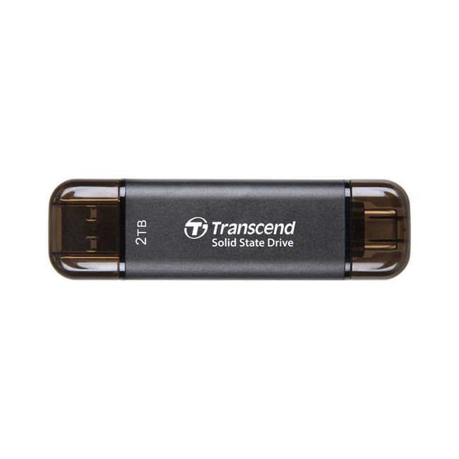 Transcend TS2TESD310C Portable SSD, 2 TB, High Speed, Up to 1050 MB/s, Ultra Small, Lightweight 0.4 oz (11 g), Supports both Type-A and Type-C PS4/PS5, Operating Verified, USB 10Gbps