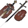 King Solomon Sword w/Star of David with Display Plaque (Silver Handle)