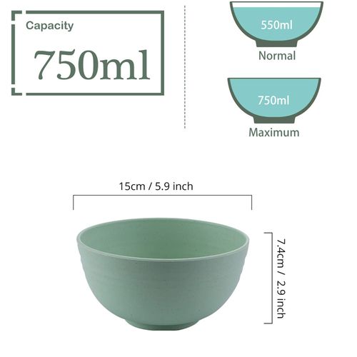 Orrdiffi Set of 6 Cereal Bowl,24 OZ Plastic Soup Bowls,Dishwasher & Microwave Safe, Non-Toxin, BPA Free and Healthy for Kids Adult Perfect for Party,Breakfasts, Noodles,Pasta, Salads, Soups