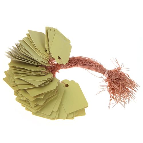 Audiophile Gardening Labels String Hang Tag B Yellow for Flower Beds, Potted Plant Names, Luggage Name Tags, Etc. 100 Piece Set