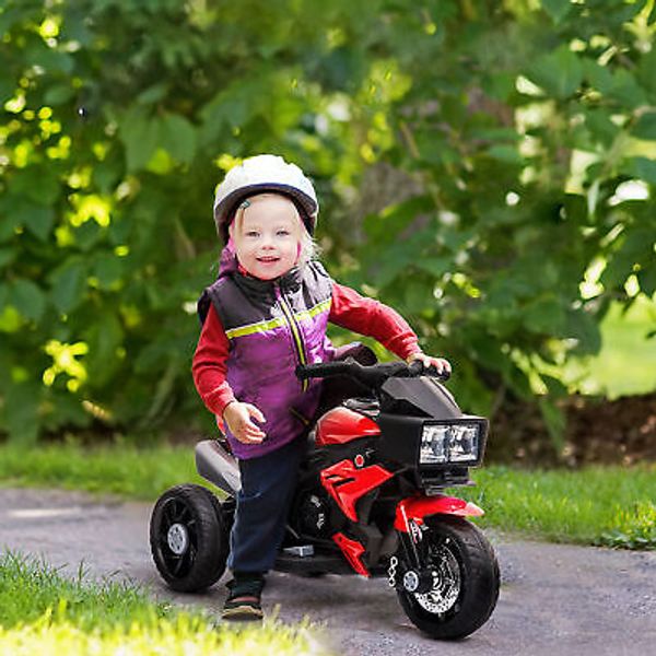 Kids Motorcycle, Battery-Operated Ride-on Toy for Toddlers w/ Horn Music Red