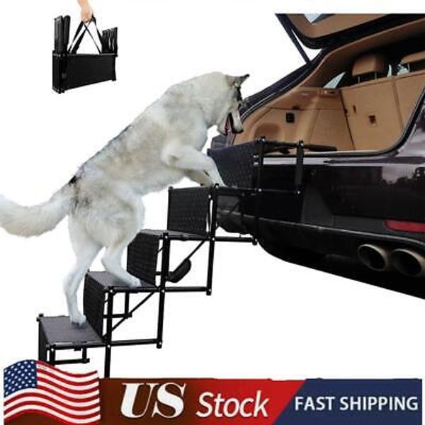 5 Steps Dog Car Ramp for Large Dog with Nonslip Surface Foldable Pet Step Stairs