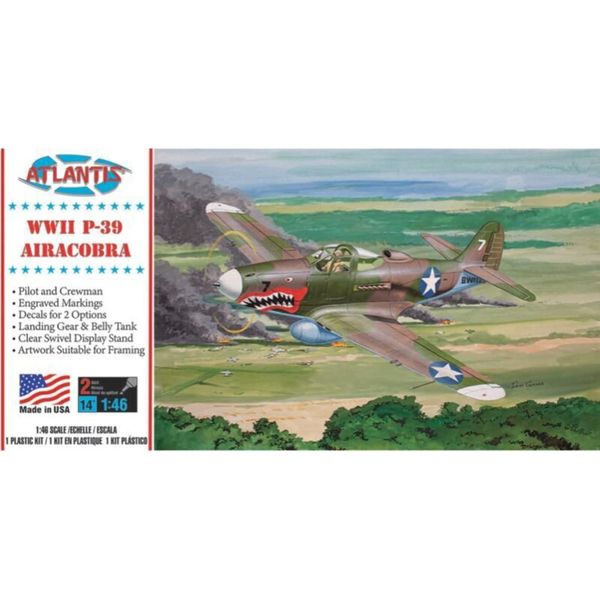 Atlantis P-39 Airacobra Shark Mouth WWII Fighter 1/46 Plastic Model Kit