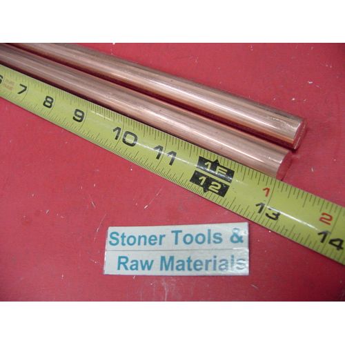 2 Pieces 1/2" C110 Copper Round Rod 13" Long H04 Solid CU New Lathe Bar Stock