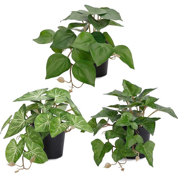 Lilizero Fake Green 3-Piece Set Artificial Houseplants, Tabletop, Fake Houseplants, Mini Potted Plants, Small Artificial Plants, Interior Decoration, No Watering, No Care Required, Wedding,