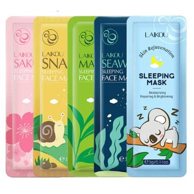 5 Moisturizing Snail Matcha Sakura Seaweed Sleeping Face Mask Skincare