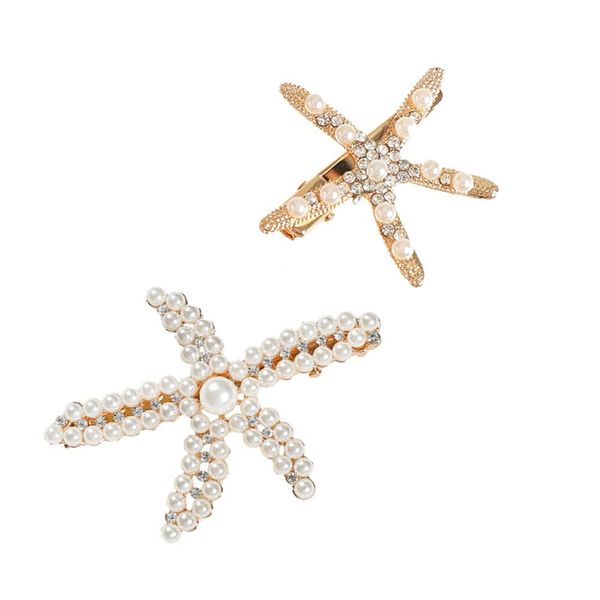 Starfish Hair Clip Bridal Flower Girl Accessories for Wedding Rhinestone Hair Pin 2Pcs (Starfish)