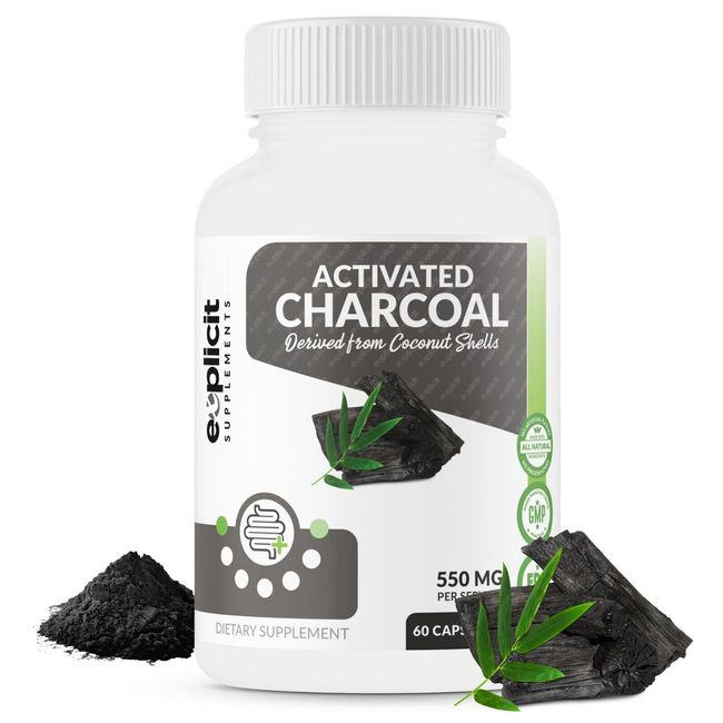 Activated Charcoal - Highly Absorbent, Natural Detoxification - 1 Month Supply