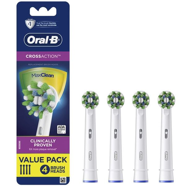 Oral-B CrossAction Electric Toothbrush Replacement Brush Heads Refill, 4ct (Packaging may vary)