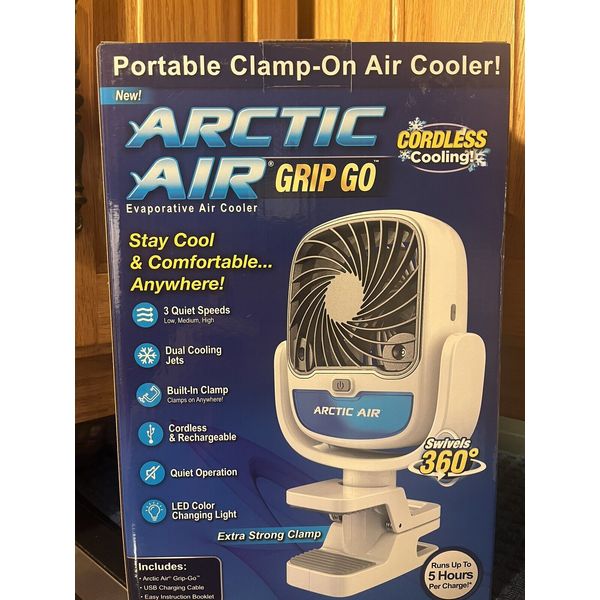 Arctic Air Cordless Cooling Evaporative Air Cooler With Extra Strong Clamp