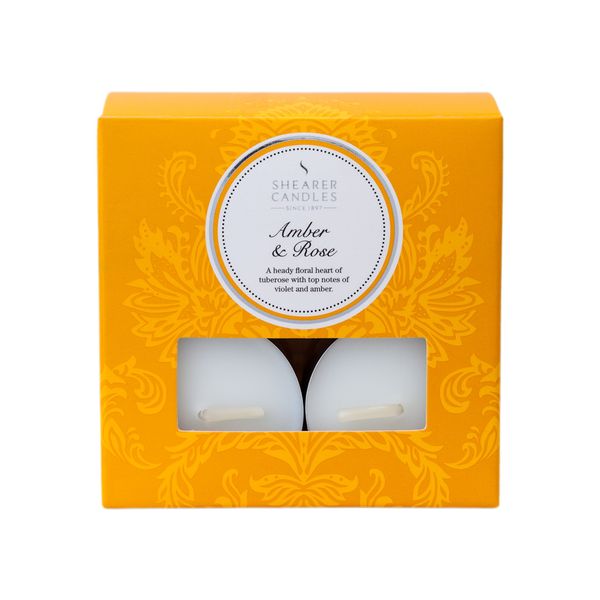 Shearer Amber Rose (Pack of 8) Scented Tealights-White