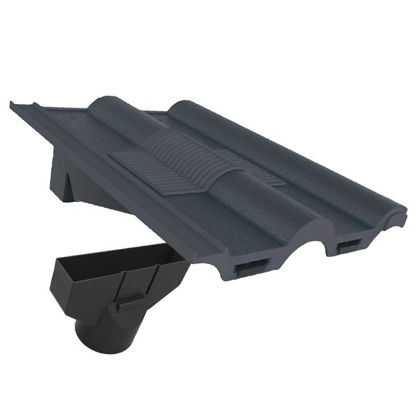 Grey Double Roman Roof Tile Vent & Adapter, Marley Redland Russell Sandtoft