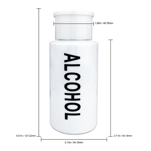 PANA 7 Oz Professional Alcohol-Labeled Push Down Liquid Pumping Empty Bottle Dispenser (White)