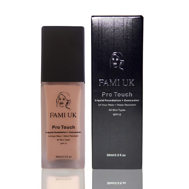 FAMI UK Pro Touch Liquid Foundation - Soft Matte Formula/Cruelty-Free, Skin-True Buildable Coverage - Natural Glow Finish & Lightweight Formula