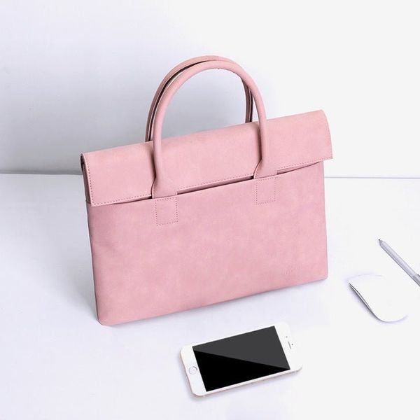 Vegan Leather Waterproof Laptop Bag - Blush Pink