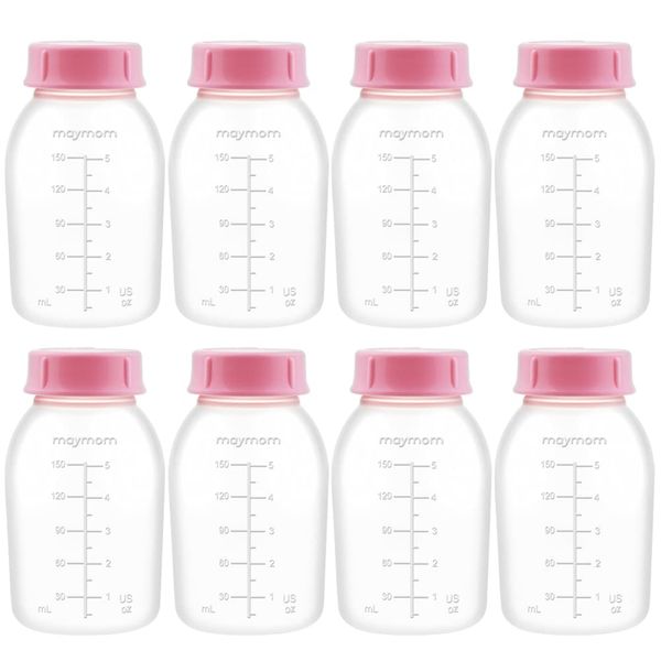 Maymom Breast Pump Bottle Compatible with Medela Pump in Style MaxFlow, Freestyle, Swing Maxi Pump, Maymom Breastshields; Compatible with Ameda MYA Joy, Finesse and Purely Yours Pumps; 8pc/pk