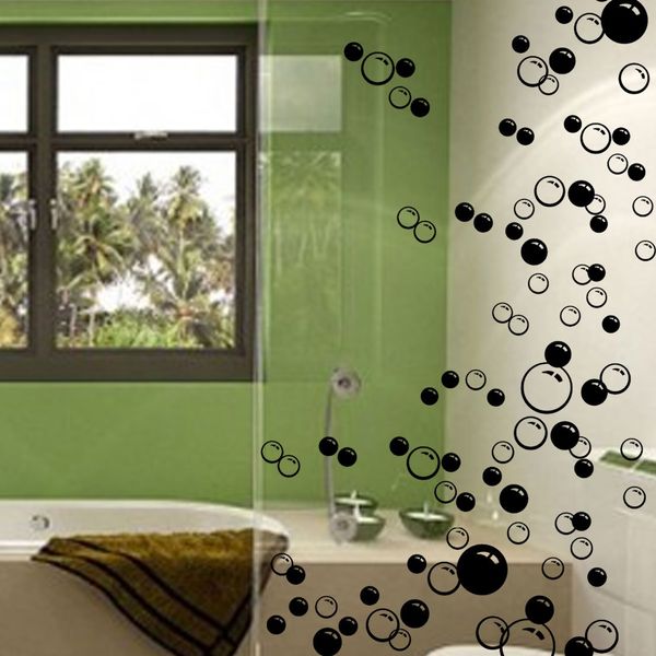 88 Waterproof Floating Bubble Loose Stickers Choose from 20 Colours Bathroom Tile Window Wall Art - Black